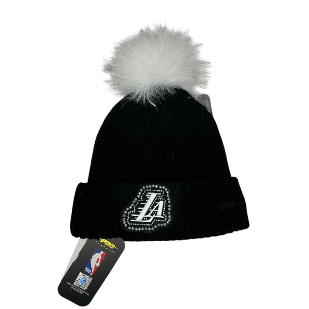 NWT NBA Lakers Bling Pom Beanie Hat